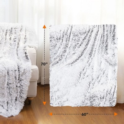 Gray Ombre Reversible Faux Fur Throw Blanket 60" x 70"