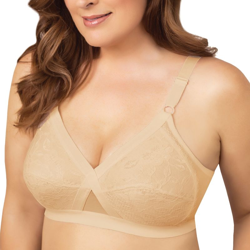 Collections Etc Instant Shaping by Plusform Lace Criss-Cross Soft Cup Bra, 1 of 5