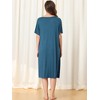 cheibear Women's Nightgown Button Down Short Sleeve Soft Modal Loose Pajama Sleepshirt - 3 of 4