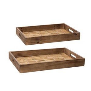 VIP Wood 20 in. Brown Rattan Trays Set of 2 - 1 of 2