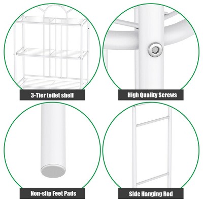 White Metal 3-Shelf Over-the-Toilet Bathroom Organizer