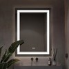 1-Piece 24 in.W x 32 in.H LED Aluminum Alloy Right Angled Rectangular Illuminated Bathroom Mirror Wall Mirror - 2 of 4