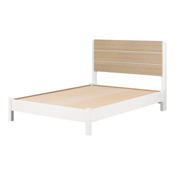 Full Munich Platform Bed with Headboard White/Soft Elm - South Shore