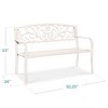 Best Choice Products Outdoor Steel Bench Garden Patio Porch Furniture w/ Floral Design Backrest - 2 of 4