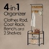Hastings Home Entryway Bench with Coat Rack, Seat, Hooks, and Shoe Storage, Brown - 3 of 4