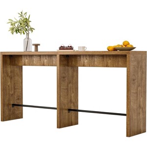 Lantine 78.74" Narrow Bar Table, Extra Long High Top Table with Sturdy Iron Footrest, for Kitchen, Living Room, Dining Room (Wood Color) - 1 of 4