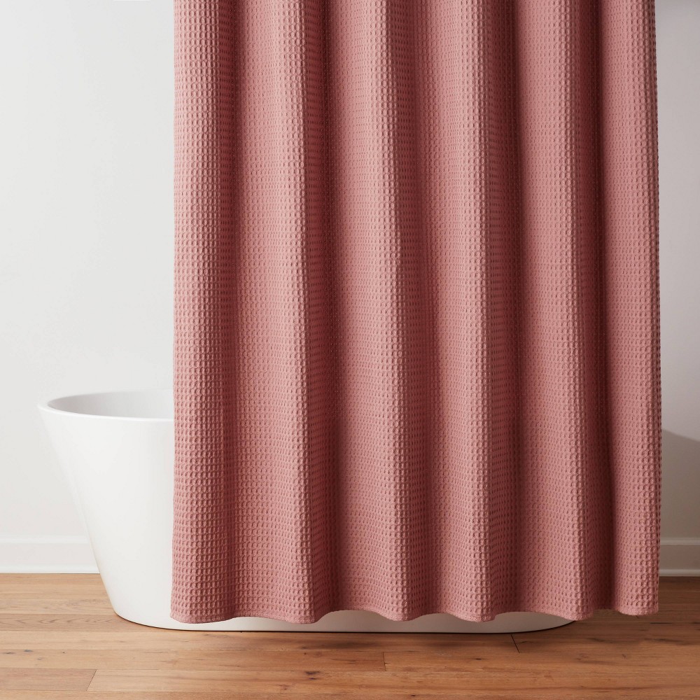 72"x72" Waffle Weave Shower Curtain Almost Rose - Threshold™