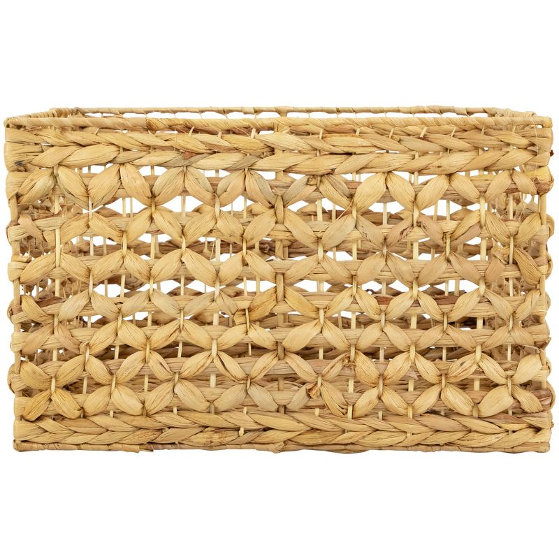 Northlight Set of 3 Diamond Weave Rectangular Water Hyacinth Baskets with Handles 17.75", 4 of 7