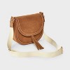 Girls' Faux Suede Saddle Crossbody Bag - art class™ Brown - 2 of 4