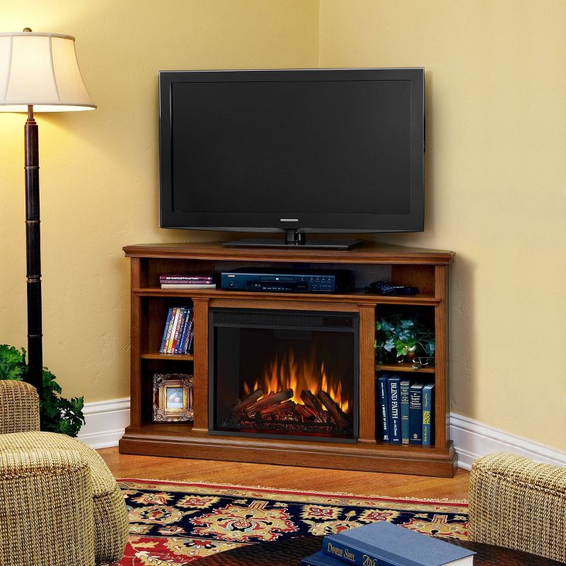 Real Flame Churchill Corner Electric TV Fireplace Oak, 3 of 11
