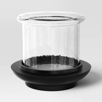 Glass Indoor Outdoor Lantern Candle Holder with Cast Metal Base Black - Threshold™ designed with Studio McGee