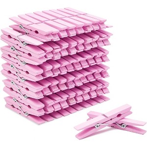 Juvale 100-Count Pink Wooden Clothes Pins 4" for Laundry & Decorate Photos/ Pictures/ Postcards, Clothespins for Baby Shower - 1 of 4