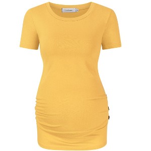Casual Short Sleeve Fold Button Maternity Top - 1 of 1