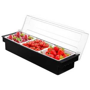 Aoibox 3-Compartment Plastic Condiment Caddy with Lid for Catering Dips, Toppings, Taco, Ice Cream, Fruit & Salad Bar Garnish Organizer - 1 of 4