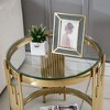 NicBex Stylish Double-Layer Metal Coffee Table with Tempered Glass Tabletop,Round End Table,Living Room Furniture - 3 of 4