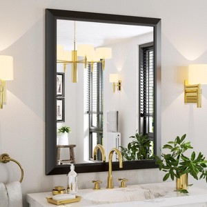 Apmir High-Strength Tempered Glass and Aluminum Alloy Framed French Cleat Mounted Wall Decor Mirror in matte black with 5-Year Warranty - 1 of 4
