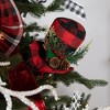 Northlight Set of 4 Red and Black Plaid Plush Winter Hat Christmas Picks 15" - 3 of 4