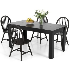 Tangkula 5 PCS Dining Set Rectangular Wooden Dining Table 4 Windsor Chairs Kitchen Black - 1 of 4