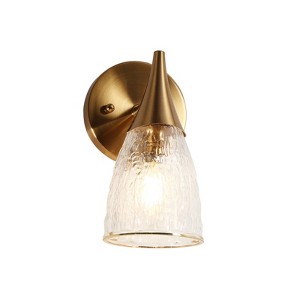 LNC Ruthebic  Polished Gold and Ripple Glass Cone Modern/Contemporary  Vanity Lights,1 Light/2 Light/3 Light/4 Light - 1 of 4