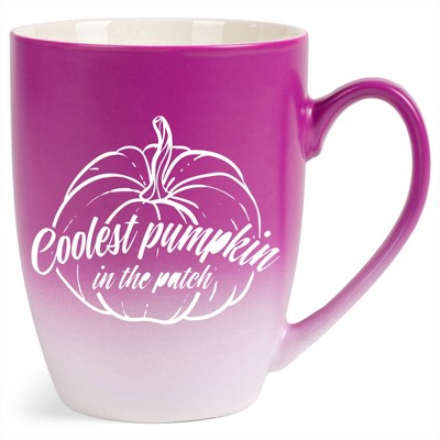 Elanze Designs Coolest Pumpkin In The Patch Two Toned Ombre Matte Pink and White 12 ounce Ceramic Stoneware Coffee Cup Mug