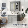 Okak Modern 30" Bathroom Vanity with Top Sink & Mirror Cabinet,  Solid Wood Frame Storage Cabinet with 2 Drawers and a Tip-out Drawer, Gray - 3 of 4