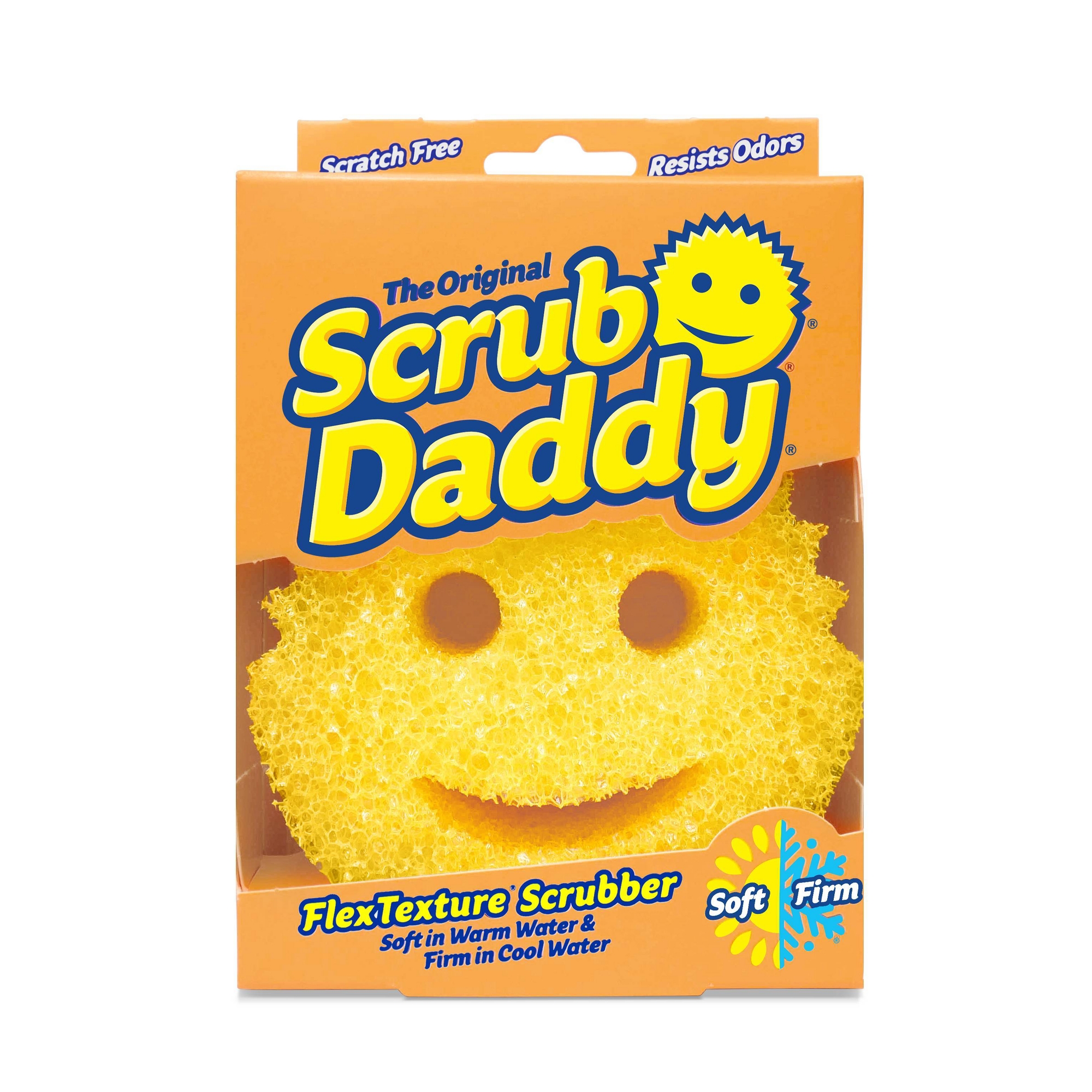 Scrub Daddy FlexTexture Scrubber: Lemon Yellow Multi-Surface Cleaning Tool with Foam Structure for Home Use