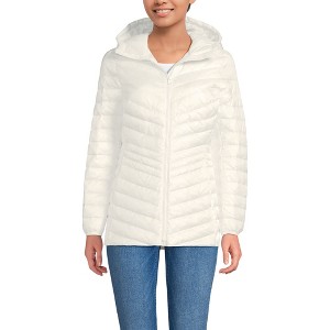 Lands' End Women's Outerwear Wanderweight Ultralight Packable Hooded Long Down Jacket - 1 of 4