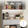 Homhougo 71" Tall Kitchen Pantry Cabinet, Kitchen Hutch Storage Cabinet with Led Lights and Power Outlets Gray - 4 of 4