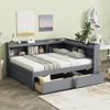 Whisen Twin Size L-Shaped Bookcase Bed with Built-In Power Outlets, USB Charging Ports, and Two Storage Drawers - 3 of 4