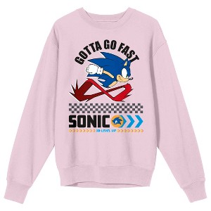 Sonic The Hedgehog Modern Gotta Go Fast Crew Neck Long Sleeve Cradle Pink Men's Sweatshirt - 1 of 2
