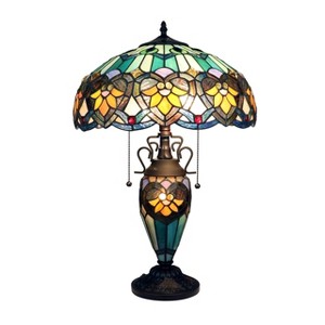 Chloe Lighting Kendall Tiffany-style 3-Light Victorian Double Lit Table Lamp 16" Shade - 1 of 4