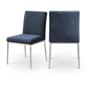 Meridina Furniture,Reeves Navy Chenille Fabric Upholstered Dining Side Chair, Set of 2 - 1 of 4