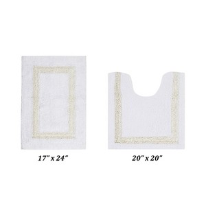 Hotel 2 PC Bath Rug 100% Premium Cotton Tufted Weave Two Tone Reversible Bathroom Rug, Super Soft Absorbent, Machine Washable Bath Mat - 1 of 4