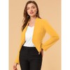 INSPIRE CHIC Women's Collarless Work Office Long Sleeve Cropped Blazers - 2 of 4