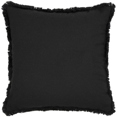 Blue Frayed Denim Square Throw Pillow with Fringe