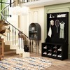 Famapy Black Wood 3-in-1 Hall Tree Bench with Double Hooks and Shelves - 3 of 4