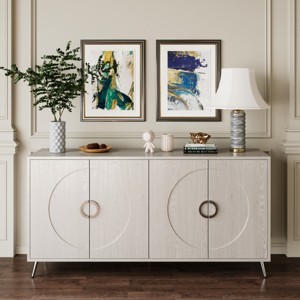 59.8" Modern Wooden 4-Door Sideboard Buffet Cabinet,Adjustable Shelves Storage Server for Living Room Kitchen Entryway-Baofuwish - 1 of 4