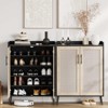 Shoe Cabinet, 6-Tier Shoe Storage Cabinet with Doors and Shelves, Farmhouse Shoe Cabinet with 2 Adjustable Shelves and Metal Legs, Shoe Organizer - 2 of 4