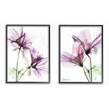 Stupell Industries Purple Flower Bloom Design Black Framed Giclee 2pc Set, 16 x 20