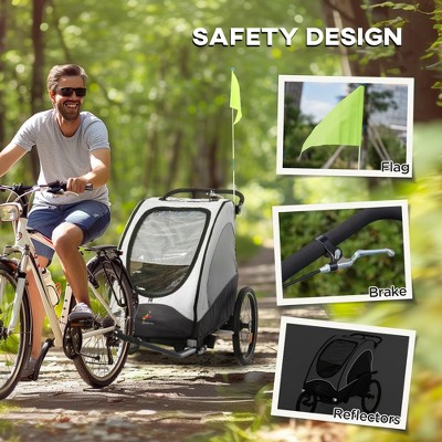 White and Black Foldable 3-in-1 Kids Bike Trailer Stroller