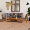vidaXL Acacia Wood Patio Lounge Set, 5 Pieces, with Cushion and Coffee Table, Suitable for Outdoor Use, Durable, Stylish and Practical, Dark Gray - 2 of 4