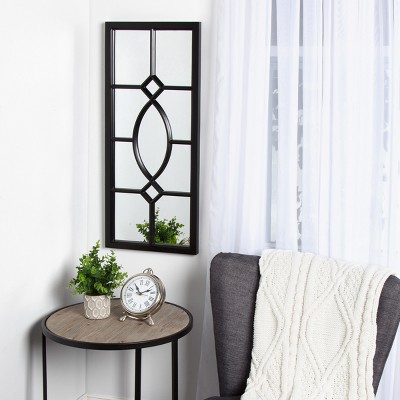 Cassat Contemporary Black Windowpane Full-Length Wall Mirror