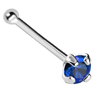 Jewelry Avalanche 22G 14K Gold Ball-end Nose Stud with Blue Sapphire Gemstone - 1 of 2