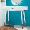 eHemco Euro Console Sofa Table with Drawer and Bamboo Legs for Hallway and Living Room, White and Dark Oak - 3 of 4
