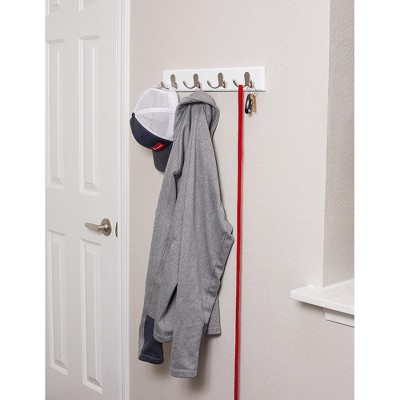 White Pine Dual Hook Coat Rack with Satin Nickel Hooks