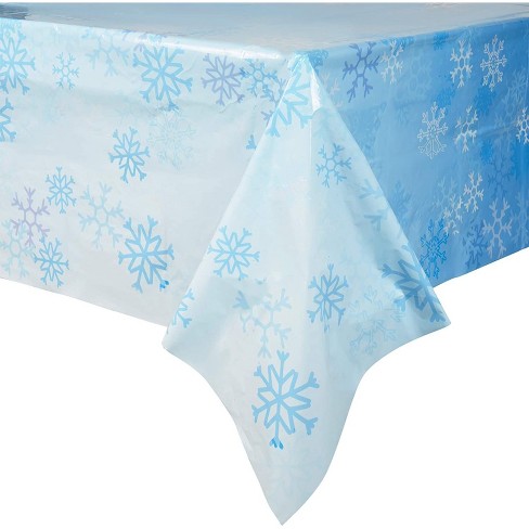 Kajaia 3 Pieces Christmas Snowflake Tablecloth Winter Frozen Plastic  Tablecloth Blue and White Snowflake Rectangle Table Cover Winter  Decorations for
