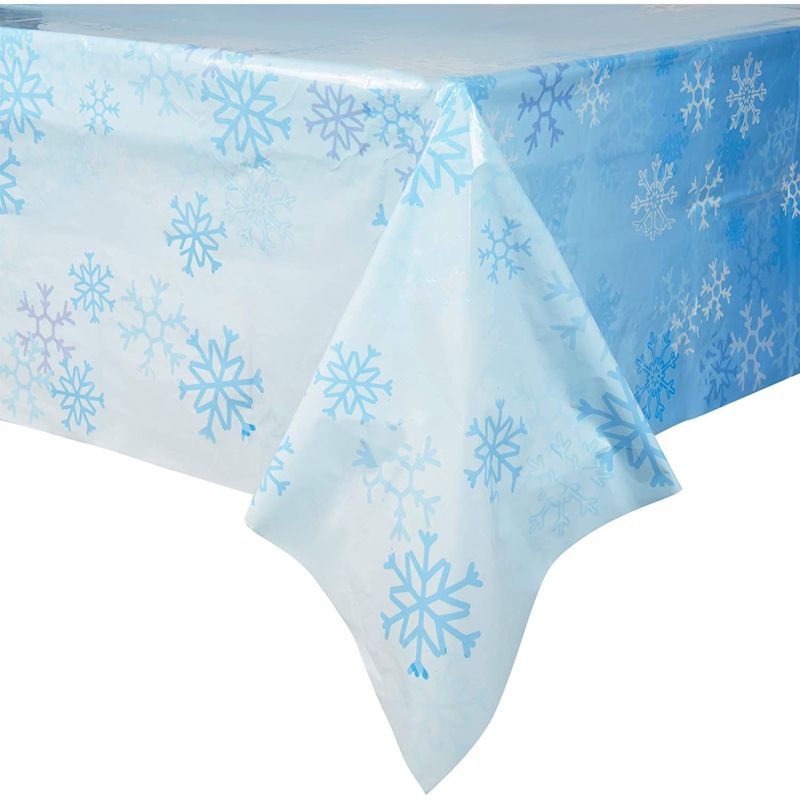 Blue Panda 3 Pack Snowflake Blue Tablecloth for Winter Holiday Christmas Party Table Cover Decorations, (54 x 108 in), 1 of 7