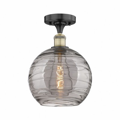 Athens Deco Swirl - 1 Light Semi-Flush Mount In Industrial Style-11.75 Inches Tall and 10 Inches Wide