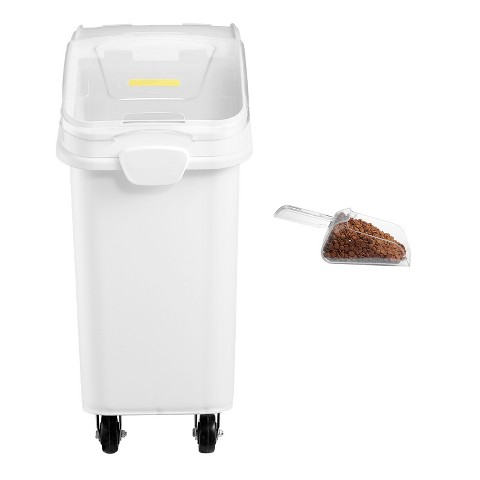 VEVOR Rice Storage Container, 21Gallon/80L Capacity Large Dog Food Dispenser Bin, Kitchen Ingredient Grain Cereal Flour Bin, 1 Pack, White