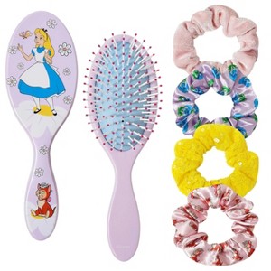 Disney 5 pic Girls Hairbrush Set | Alice in Wonderland Hair Brush & 4 Cute Scrunchies - 1 of 4